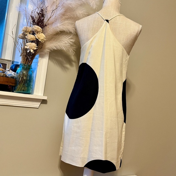 J. Crew Mini Dress Carrie Dot' Cotton Ivory Black Gorgeous! S 4 - Picture 7 of 16